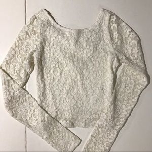 Abercrombie white lace long sleeve crop top